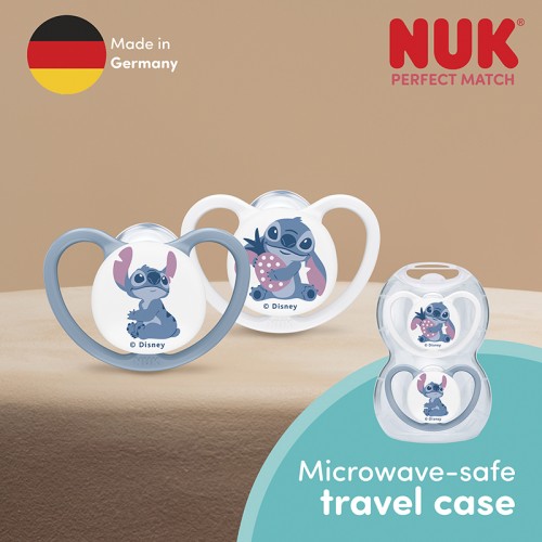 NUK Perfect Match Disney Stitch Silicone Soother Pacifier 2pcs/box | 0-6 Months | 6-18 Months | Made in Germany